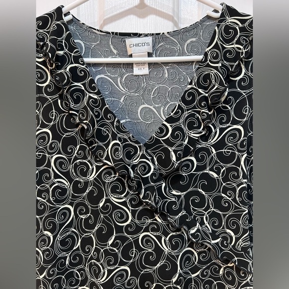 Chico's Side Cinch Sleeveless Dress Ruffle V Neck Faux Wrap Women's Size 1 M - Picture 4 of 7